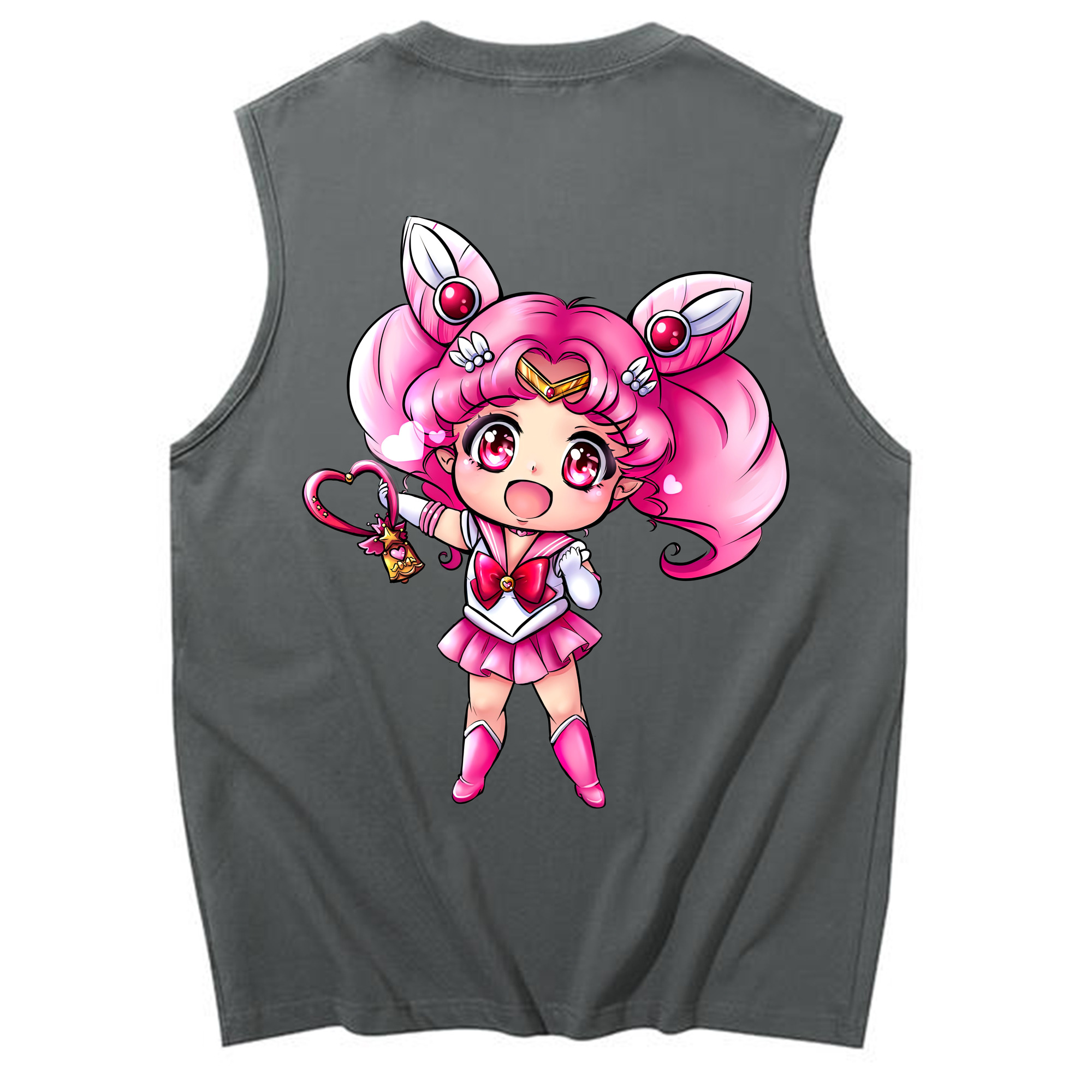 （画像用） 美少女戦士セーラームーン ちびうさ Sailor Moon Chibiusa Tsukino Usagi Small Lady Serenity コットン100％タンクトップ（背面プリント）